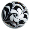 Big Game Toys~22mm (7/8") Hocus Pocus Hand Made Art Glass Marble w/Stand Black/White Flower Swirl
