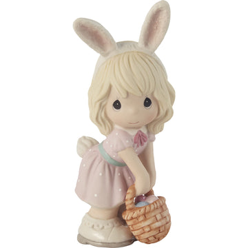 Precious Moments 212015 Wishing You A Hoppy Easter Girl Bisque Porcelain Figurine
