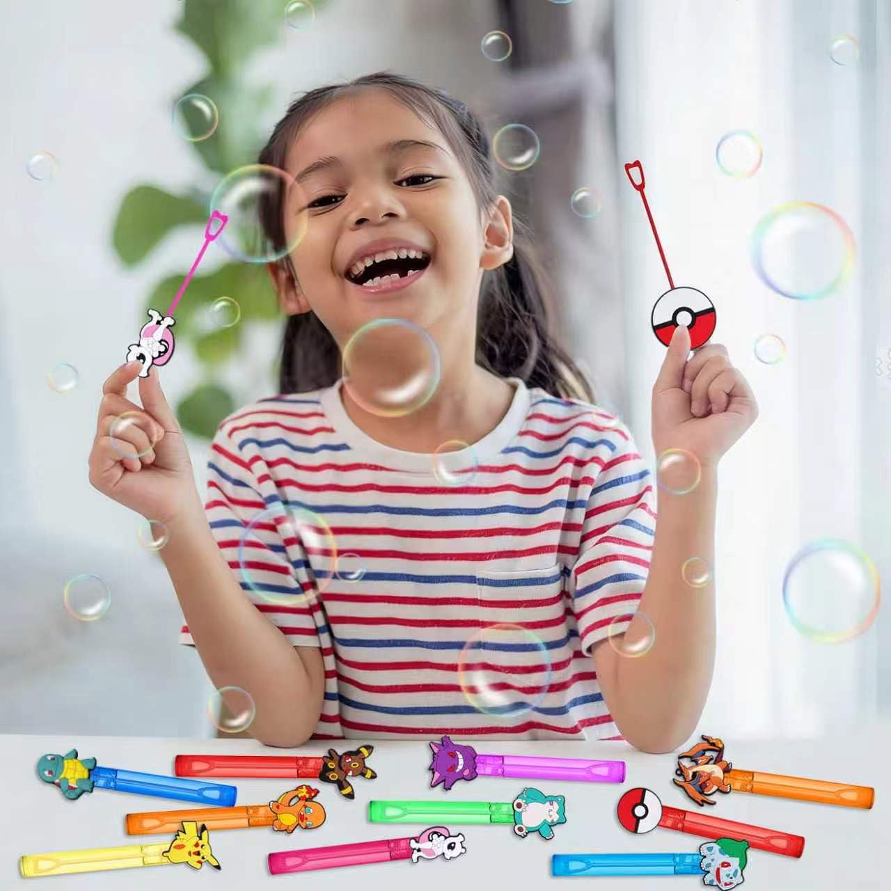 Pokemon Birthday Party Favors,24 Pcs Bubble Wands for Kids,Bubble Wand for Birthday Party Supplies Decorations,Classroom Prizes Goodie Bag Stuffers