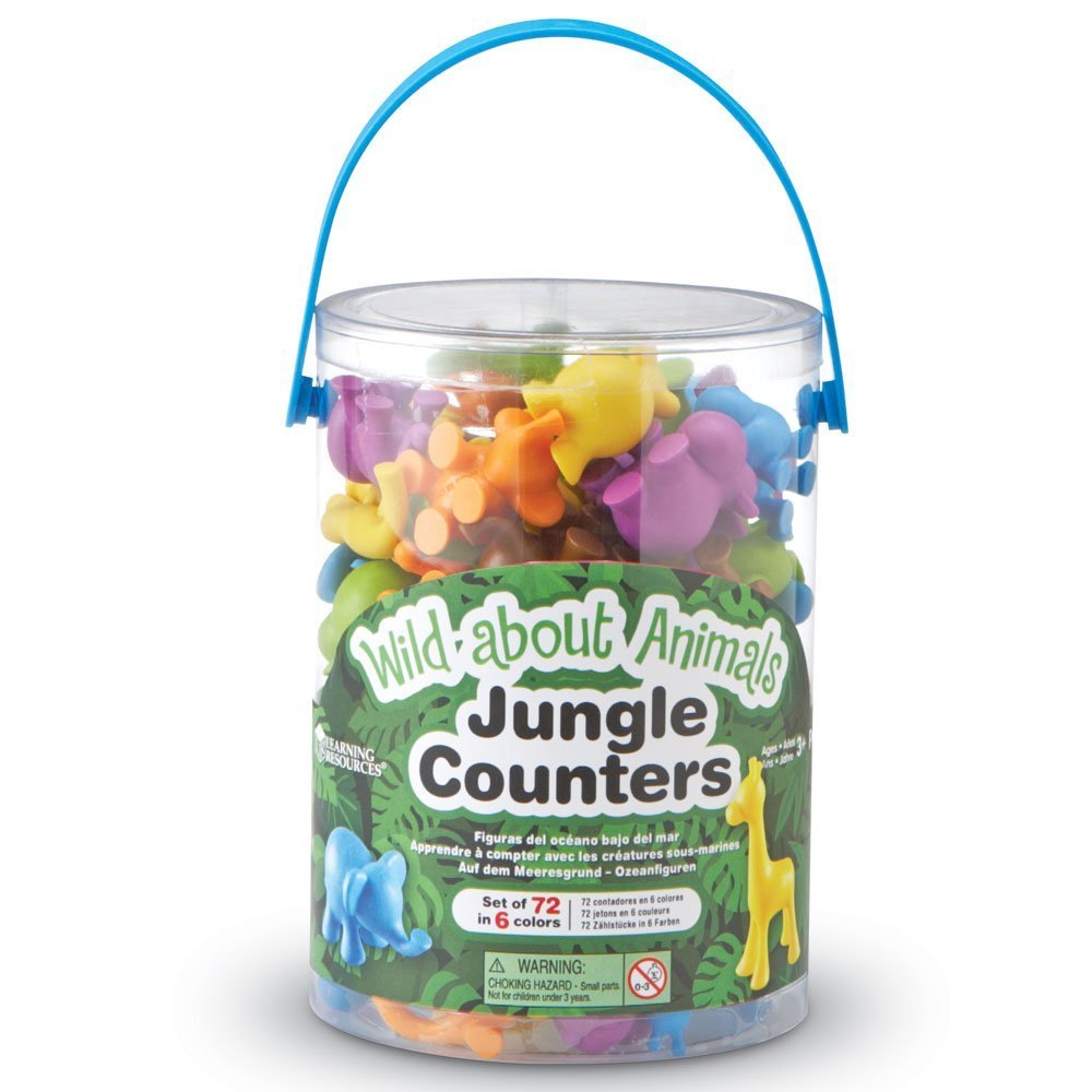 Learning Resources Wild About Animals Jungle Counters - Toddler Counting Toys, Zoo and Safari Animal Figures, Color Sorting Math Manipulatives, Fine