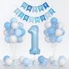Baby Blue White Balloons And 40inch 1 Balloon, First Birthday Decorations For boy With blue White Confetti Balloons, Happy Birthday Banner Large 1