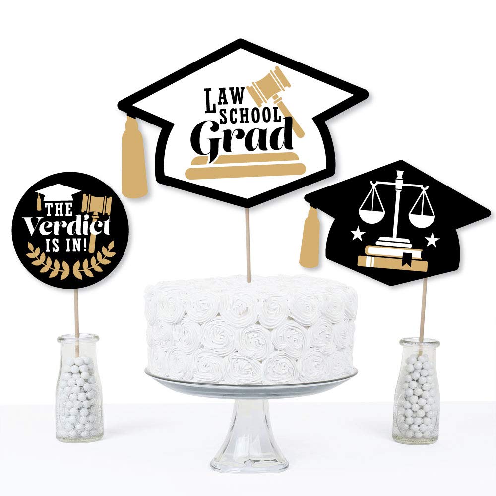 Big Dot of Happiness Law School Grad - Future Lawyer Graduation Party Centerpiece Sticks - Table Toppers - Set of 15