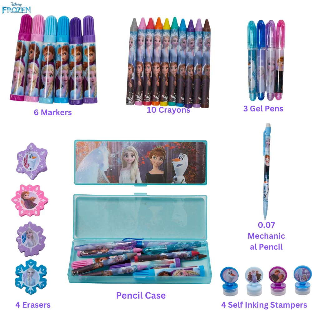 Innovative Designs Disney Frozen Creativity Fun Kids Art Set for Coloring, Painting, and Crafts