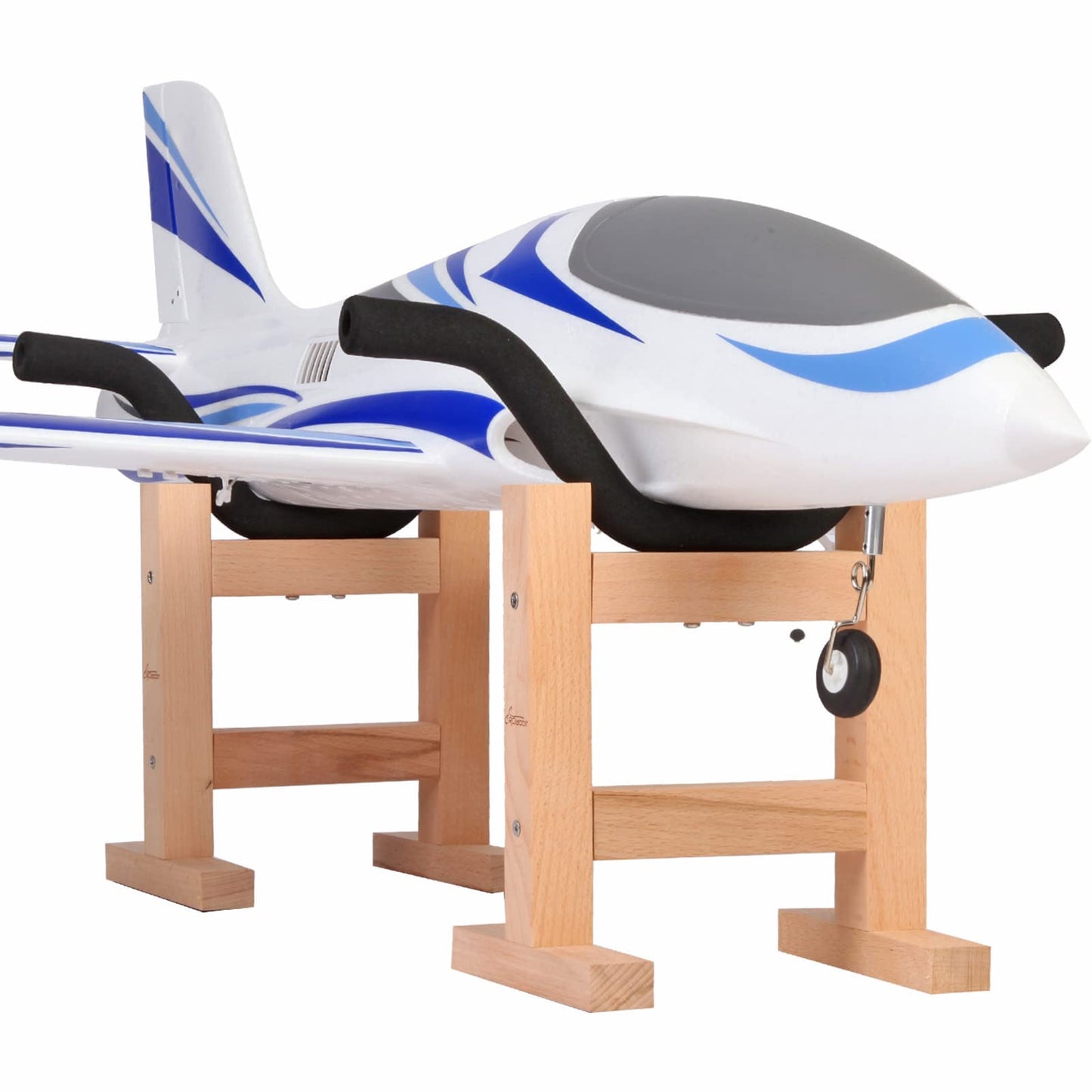 RCrabbit RC Airplane Stand, Solid Beech Wood Model Plane Display Holder, Adjustable Maintenance Cradle, Set of 2