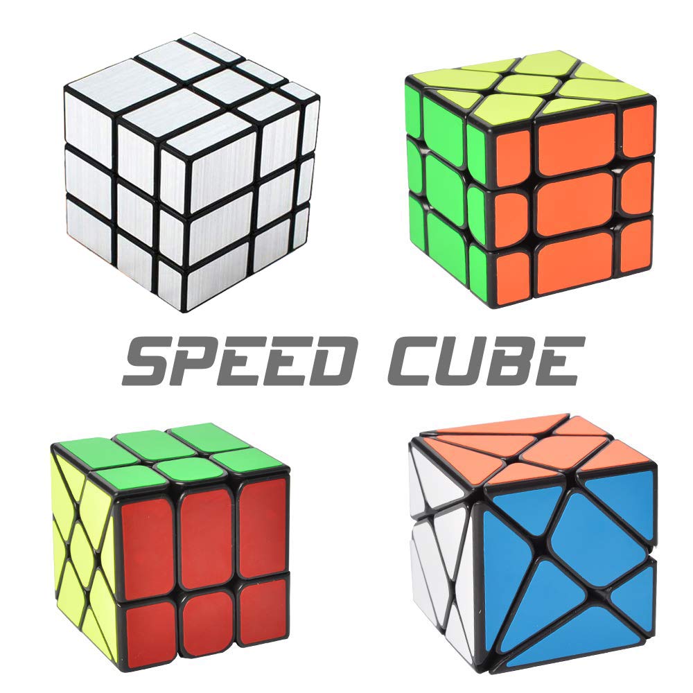 YJ Cube Set - 4-Pack, Includes 3x3 Fluctuation Angle & Mirror Puzzles, 2x3 Wheel & Square King Cubes