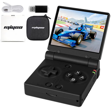 Miyoo Mini Flip Handheld Game Console 2.8-inch 750*560 IPS Screen 2500mAh Miyoo-mini Flip Clamshell Retro Games Consoles OnionOS-64GB Black