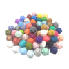 Alenybeby 30pcs 17mm Silicone Polygon Pearl Beads for Pen Silicone Geometric Icosahedron Shape Beads Hexagon Bulk Bead for Keychain DIY Mom Woman