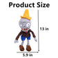 JHESAO 12" PVZ Plush Conehead Zombies Brown Coat Toys PVZ 1 2 Stuffed Soft Doll Roadblock Conehead Zombie New