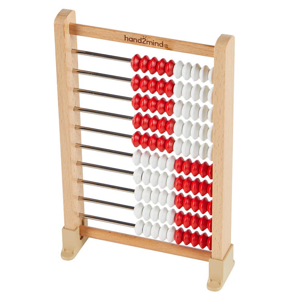 hand2mind Mini 100-Bead Wooden Rekenrek, Number Rack, Abacus for Kids Math, Counting Beads, Math Counters for Kids, Educational Toys for Elementary