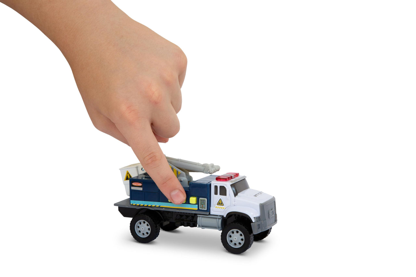 Mighty Fleet Toughest Minis 5" Cherry Picker Toy w/Lights & Sounds, Realistic Design & Batteries Included - Age 3+