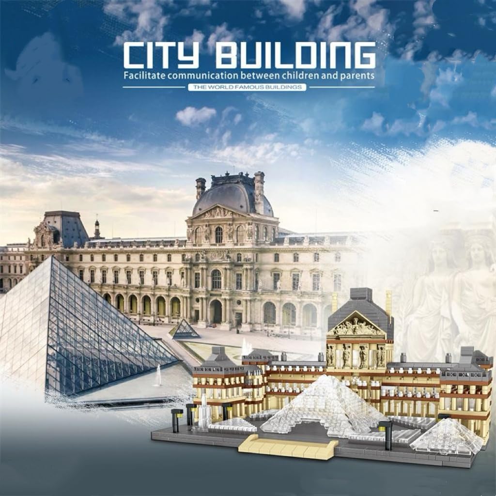Affxinglib Architecture Louvre Micro Building Blocks Set?3377pcs? World Famous Landmarks Architecture Model Building Toy Gift for Teens and Adults