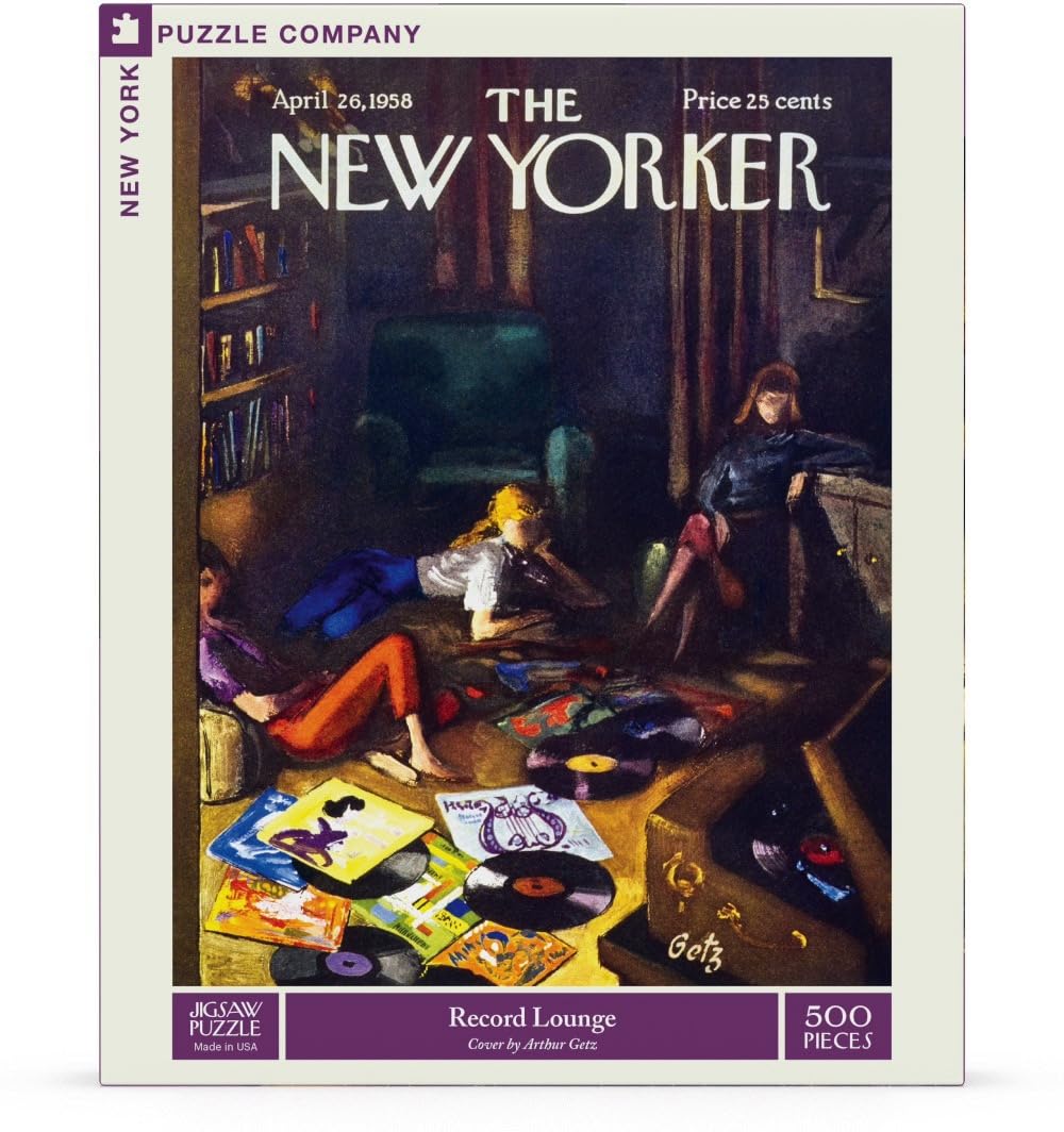New York Puzzle Company - New Yorker Record Lounge - 500 Piece Jigsaw Puzzle for Adults by Arthur Getz