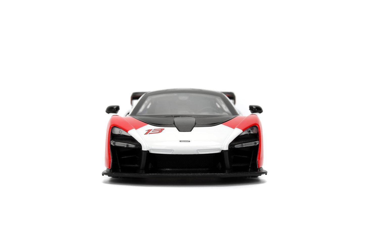 Jada Toys Hyper-Spec 1:24 McLaren Senna Die-cast Car - Opening Doors, Hood, Trunk, Rubber Tires(White/Red/Black)