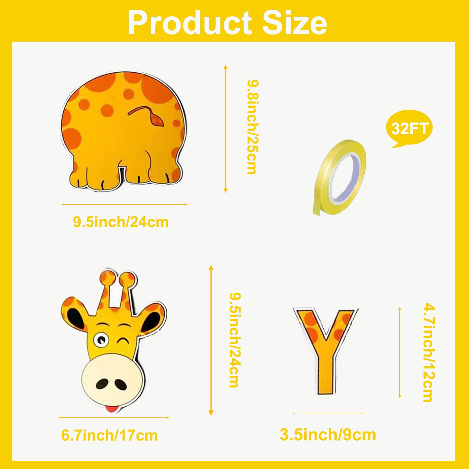 Giraffe Happy Birthday Party Banner, Cartoon Safari Animal Garland, Kids Jungle Themed Birthday Decorations, Funny Wall Hanging Letter Bunting