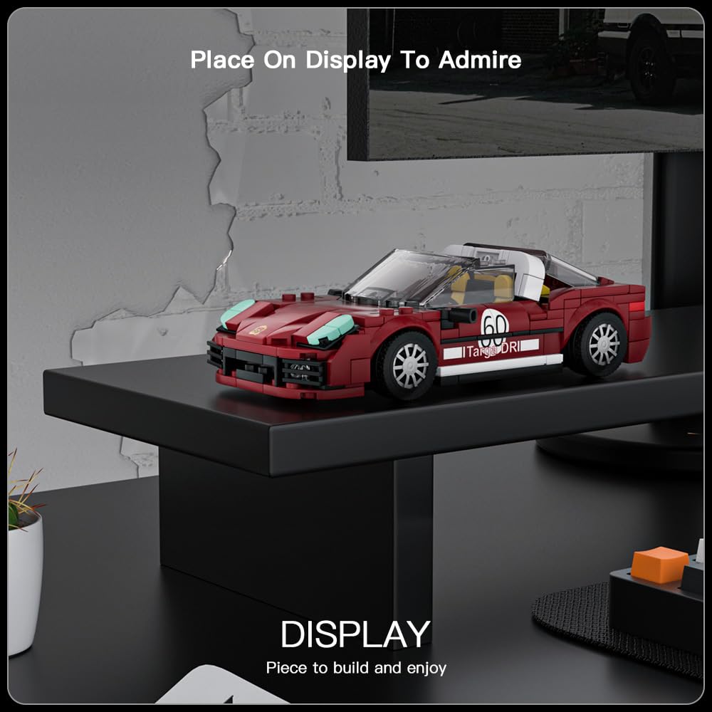 Mould King Speed Champion 911 Targa Car Building Sets with Display Case, 27060 Model Car Building Kits for Adults Kids 8+(362PCS)