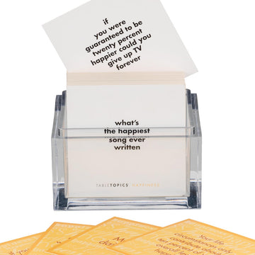 TableTopics Happiness Question Card Game - 135 Conversation Starter Cards with Tips, Ideas, & Quotes to Spark Meaningful Discussions with Adults at