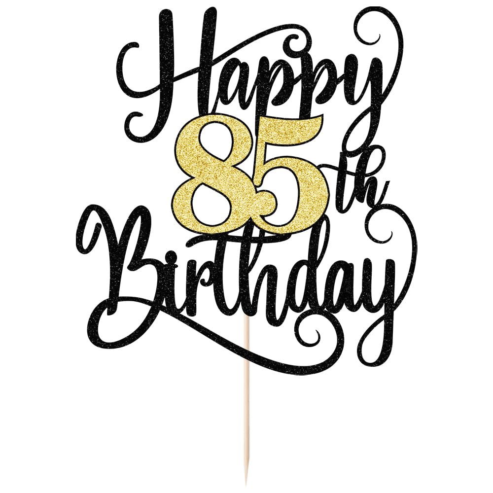 Ruscalin Happy 85th Birthday Cake Topper,85 Birthday Party Cake Decorations
