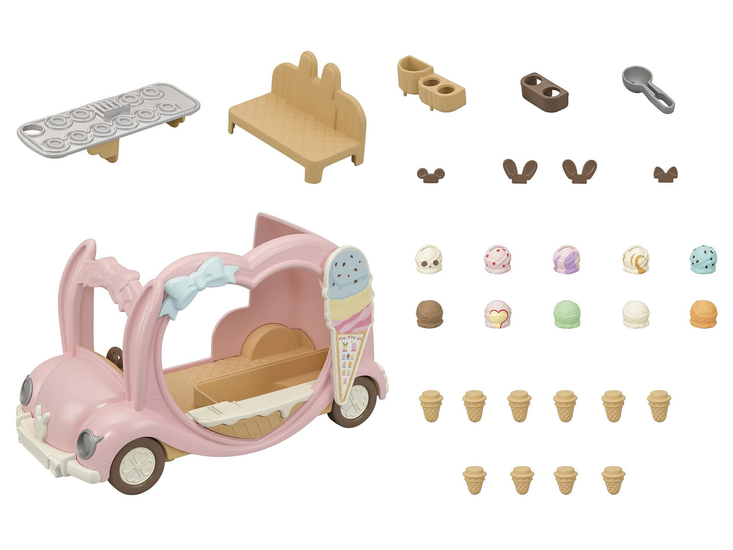 Calico Critters - Ice Cream Van - Calico Land Amusement Series - Kids Pretend Play Toy, Miniature Vehicle & Accessories Set, Ages 3+