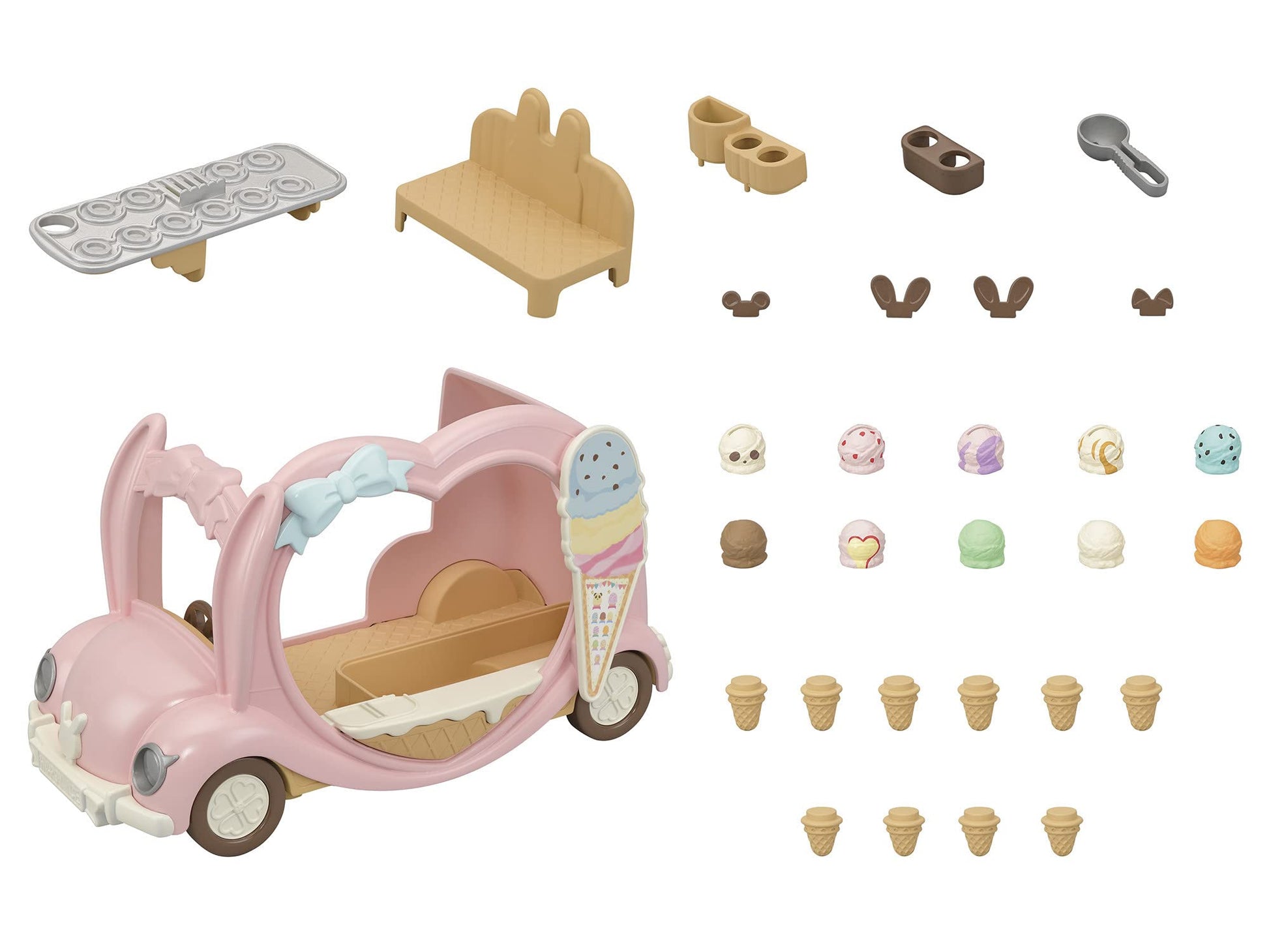 Calico Critters - Ice Cream Van - Calico Land Amusement Series - Kids Pretend Play Toy, Miniature Vehicle & Accessories Set, Ages 3+