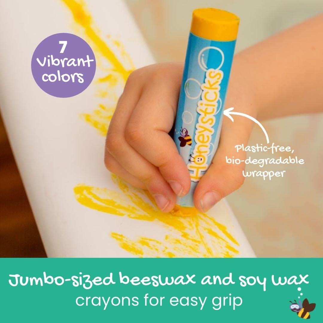 Honeysticks Ultimate Bath Fun Set - Non Toxic Bath Crayons (7 Pack) and Bath Color Tablets (36 Drops) for Hours of Creative Bathtub Fun - Natural