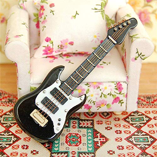 EatingBiting Adult Scene Handcraft 1:12 8.5cm Dollhouse Miniature Musical Instrument Bass Guitar for Dollhouse Furniture, Mini Miniature Instrument