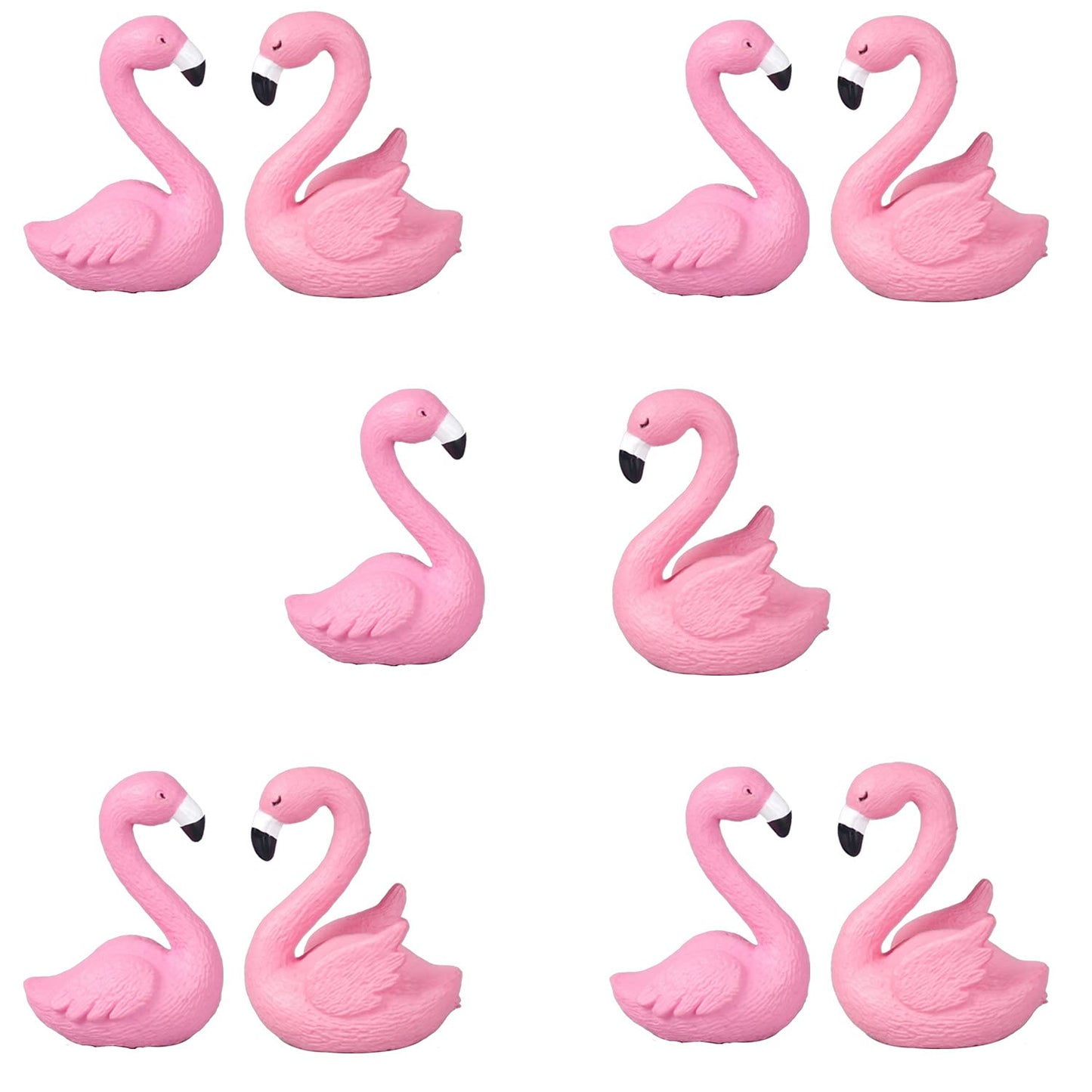 Dong Huang 10Pcs Mini Flamingo Miniature Figurines, Cute Flamingo Cake Decorations Easter Cupcake Toppers, Fairy Garden Miniature Moss Landscape DIY