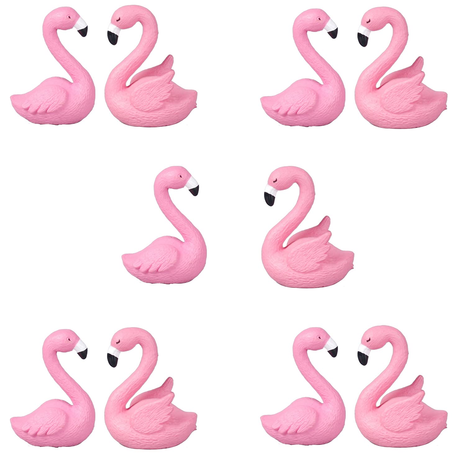 Dong Huang 10Pcs Mini Flamingo Miniature Figurines, Cute Flamingo Cake Decorations Easter Cupcake Toppers, Fairy Garden Miniature Moss Landscape DIY