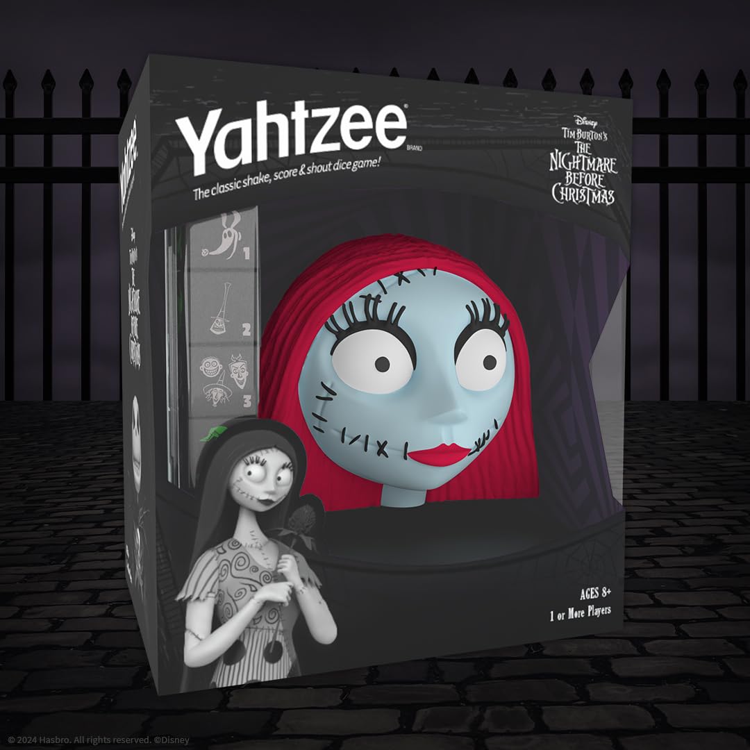 YAHTZEE: The Nightmare Before Christmas - Sally, Collectible Sally Dice Cup, Classic Dice Rolling Game Based on The Halloween Disney Classic, Great