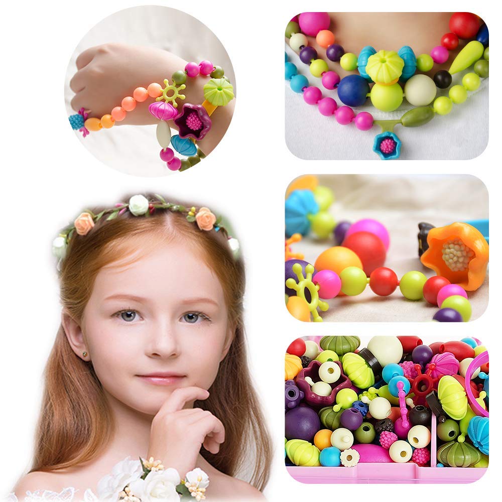 GILI Pop Beads - Jewelry Making Kit for 3 4 5 6 7 8 Year Old Little Girls - Arts and Crafts Toys for Kids Age 4yr-8yr - Necklace Bracelet Creativity