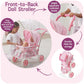Badger Basket Double Front to Back Stroller for Dolls - Lightweight Foldable Toy Pram with Gingham Fabric Canopy and Storage Basket - Fun Pretend Play
