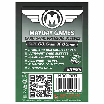 MayDay Games 63.5x88mm Card Sleeves Premium Bundle (4x50 Pack, 200 Sleeves) - 90 Micron Clear Polypropylene, Acid-Free & PVC-Free, Board Game Card
