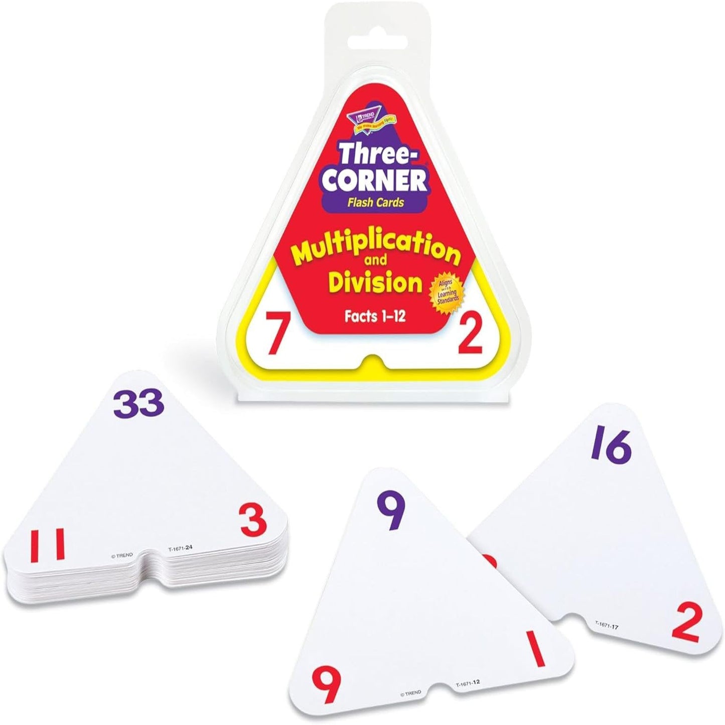 Trend Enterprises: Three-Corner Multiplication and Division Flash Cards, Interactive Self-Checking Cards, Exciting Way for Everyone to Learn, 48