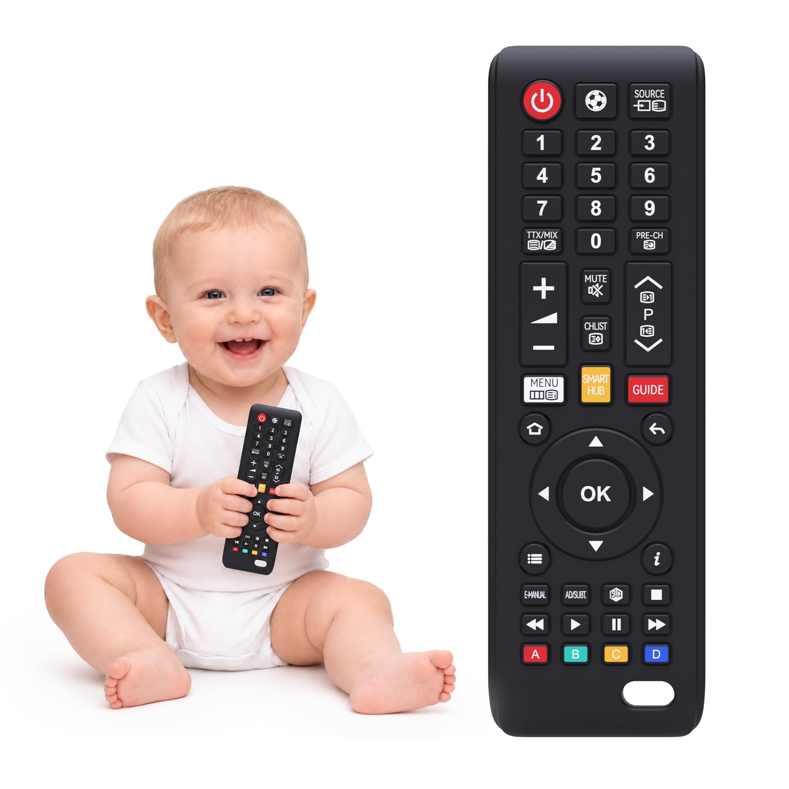 Baby Remote Toys for 0-6, 6-12 Months, Food Grade Silicone Teething Toys,Chew Toys for Babies 3-24 Months, Upgraded TV Remote Control Shape Teether