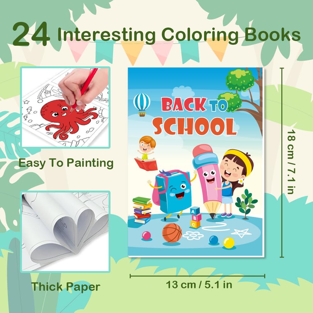 Aannanl 24 Mini Coloring Books Suitable for Kids Ages 2-4 and 4-8,Small Party Gifts,Bulk Birthday Gifts,Gift Bag fillers Include