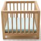 Classics by Handley Dollhouse Miniature Oak Slatted Play Pen with Blue Fabric