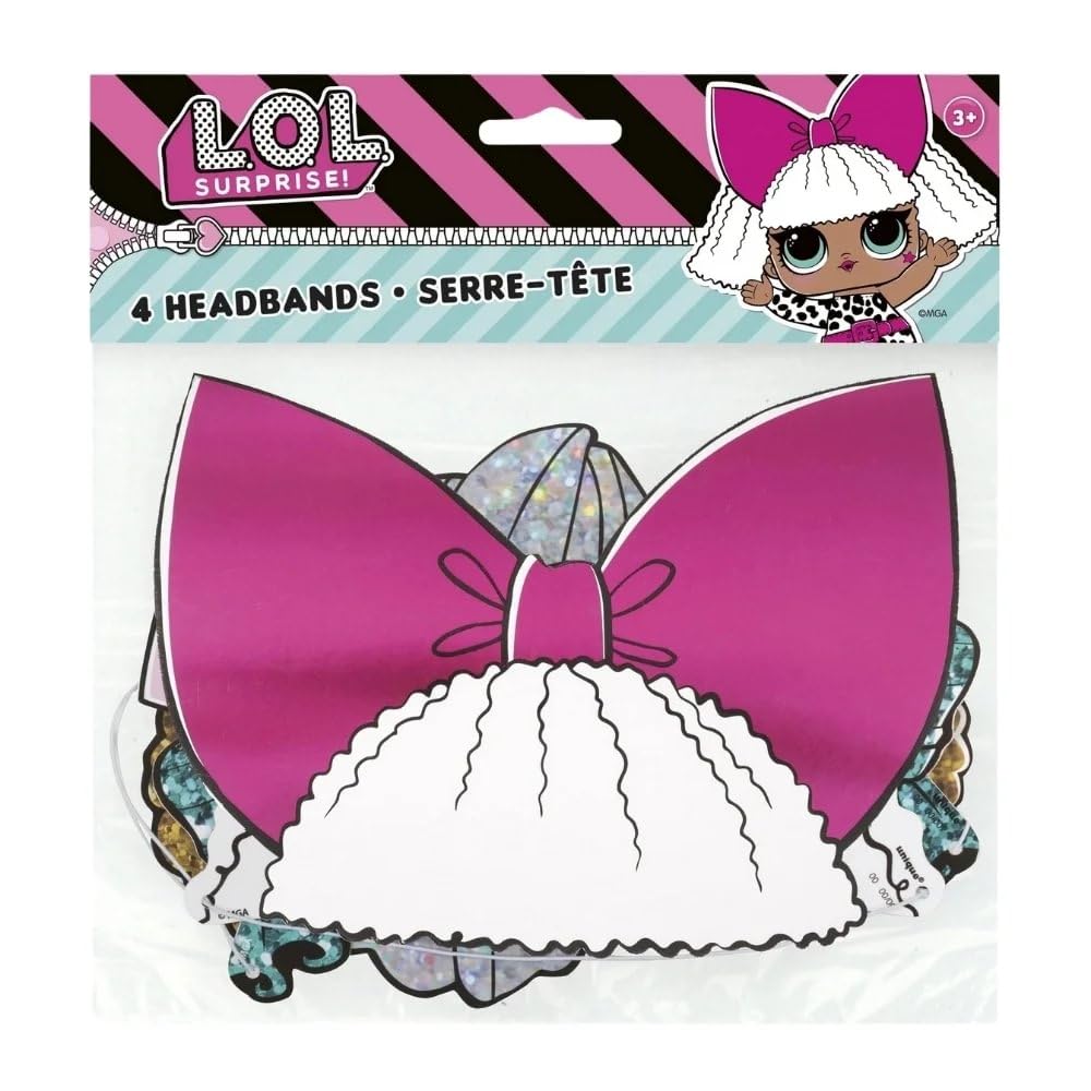 Multicolor LOL Surprise Paper Headbands With Elastic - 4 Count - Bold, Vibrant & Easy Wear - Perfect Party Accessory For Kids