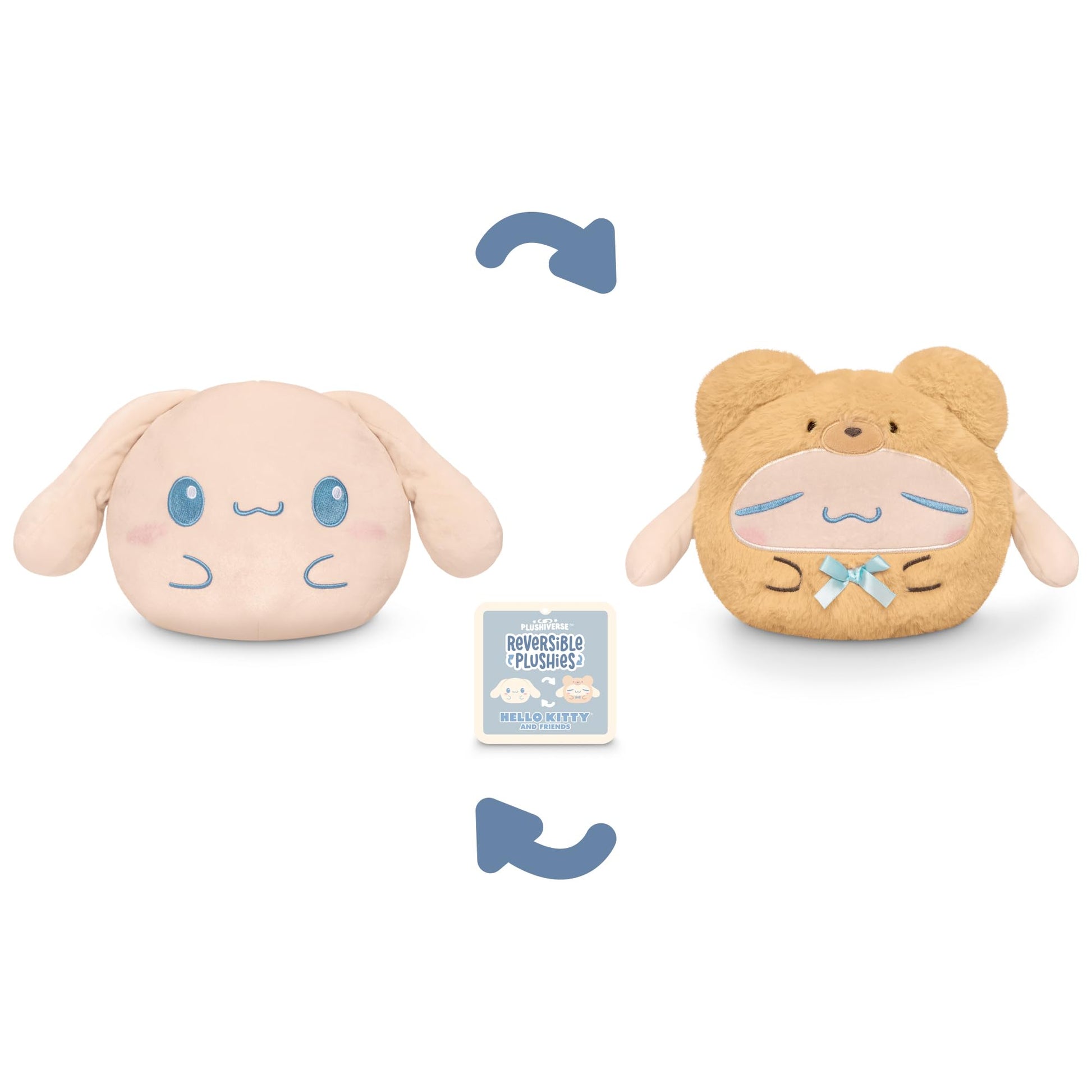 TeeTurtle Reversible Sanrio Cinnamoroll Plushie 6-Inch Teddy Bear Two-Sided Flip Plush Toy with Embroidered Details - Cute Mini Collectible Plush