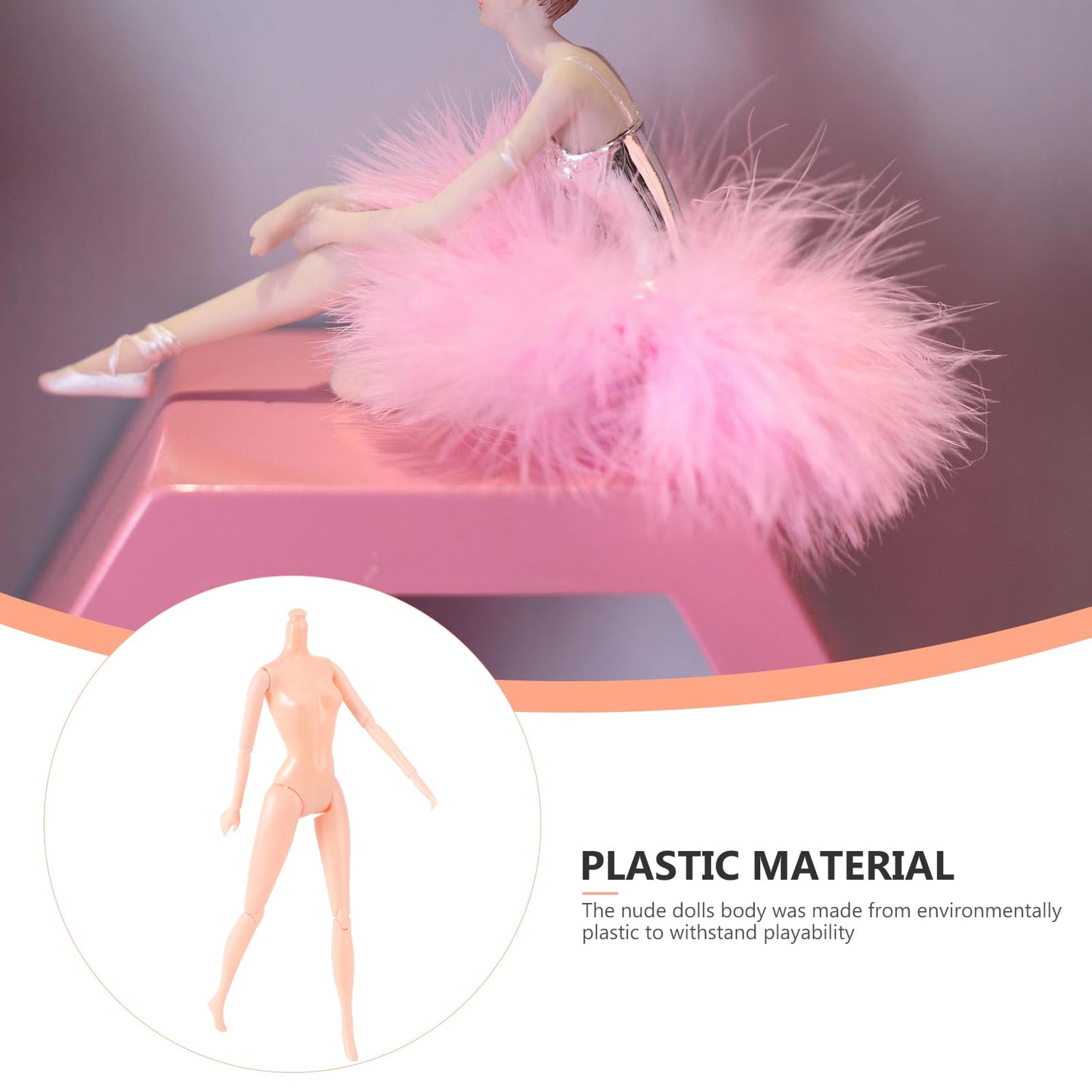 HEALLILY Pack of 3 Nude 26cm Plastic Flexible Rotation 12 Moveable Joints Doll Toy Doll Accessory Naked Body Toy Female Figure