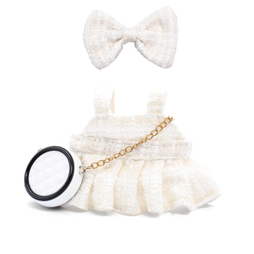17cm Doll Clothes - Premium Handmade Clothes 3 Piece Set Bowknot & Bag & Dress Adjustable Doll Outfit - Luxury Chic Style Set High-End Fashion