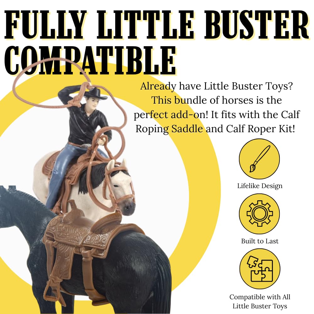 Little Buster Toys Quarter Horse Pack - Black and BuckskinF