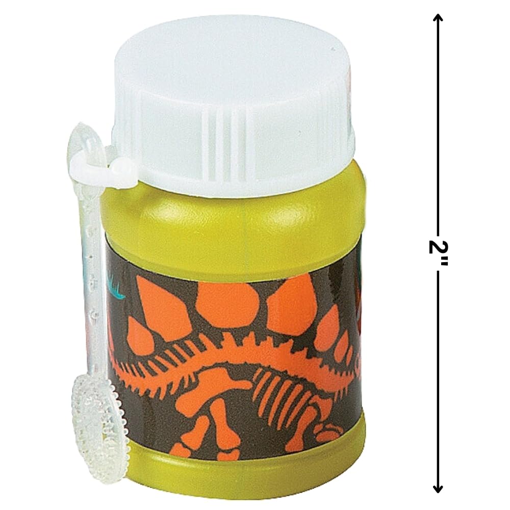 Fun Express Dino Bubbles (24 Pack of 1 oz Bottles) Dinosaur Party Favors and Toys - VBS Vacation Bible School Supplies/Decor