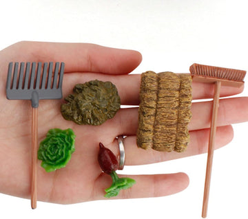 3Pcs/Set Dollhouse Miniatures, 1/12 Scale Miniature Dollhouse Farm Tool Accessories, Plastic Mini Farm Tool Shovel Rake for Micro-Landscape Scene