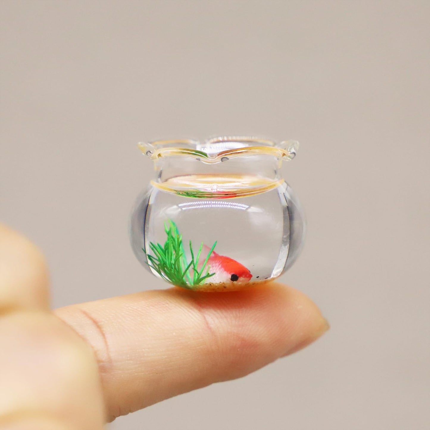 Dollhouse Fish Tank, Miniature Round and Square Goldfish Tank, Mini Miniature Goldfish Aquarium, for Dollhouse Miniature, Fairy Garden, Diorama