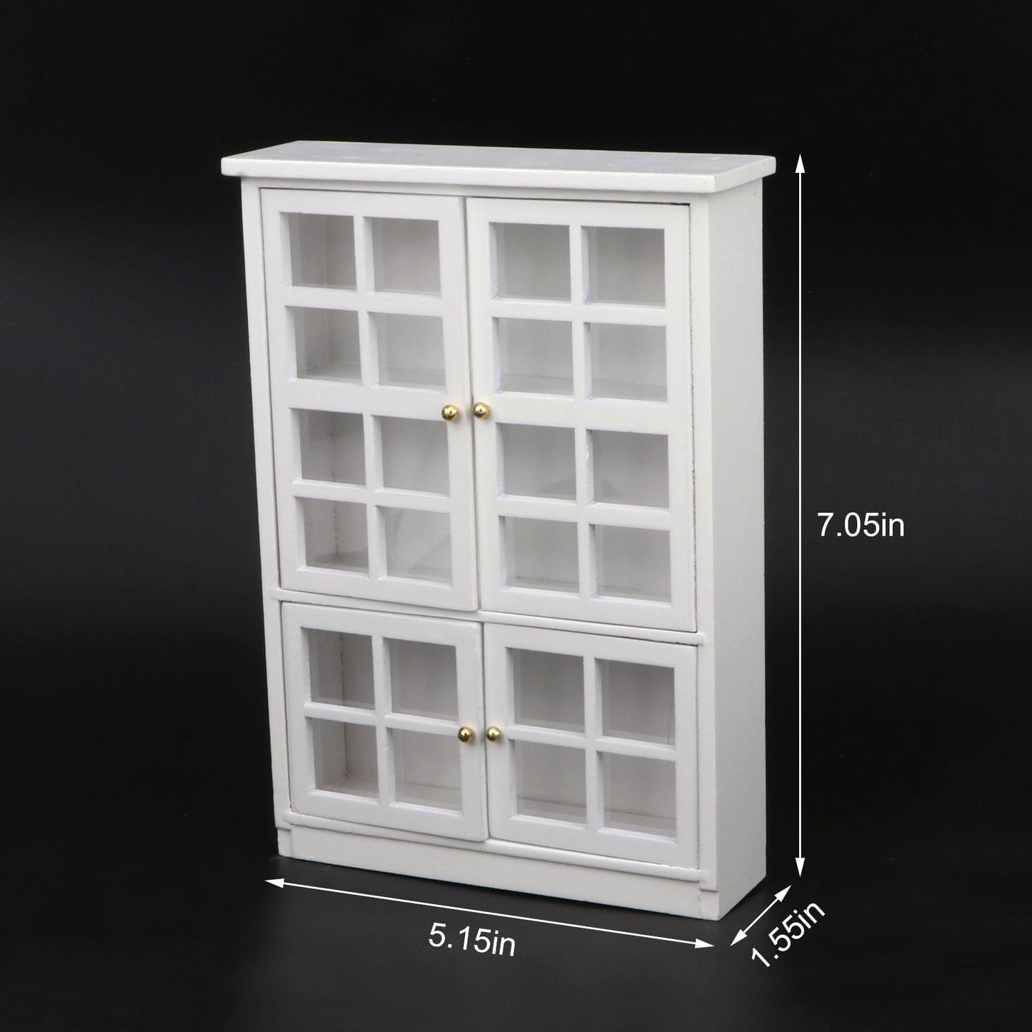 Dollhouse Furniture 1/12 Miniature Display Shelf Bookshelf Storage Cabinet for Living Room Kitchen Room (White)