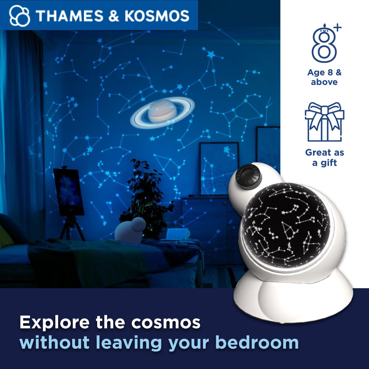 The Thames & Kosmos Planetarium Projector Essential STEM Tool | Illuminate Your Room as a Planetarium Theater | Dual Projector Casts Star Maps