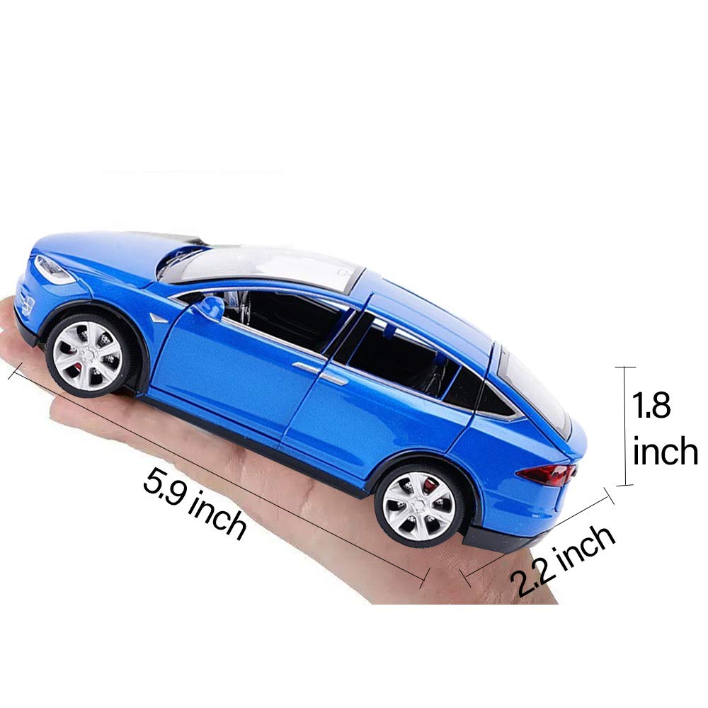 gidoyi Toy Car Model x, Pull Back Car Toys Alloy Vehicles with Lights and Sound 1:32 Scale Model Car (Blue)