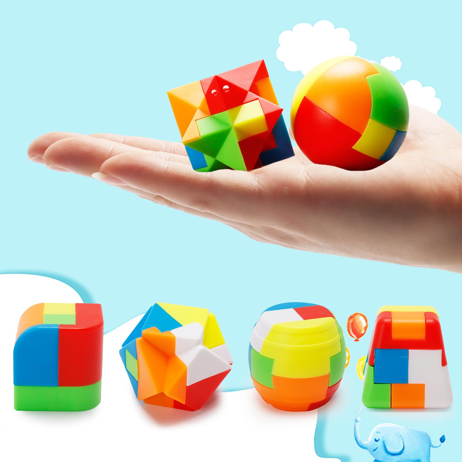 Bbiamsleep 20 Pcs Brain Teasers Puzzle Game Plastic Original 3D Sphere Puzzle Magic Ball Brain Teaser Puzzles Intelligence Game Puzzles for Boys