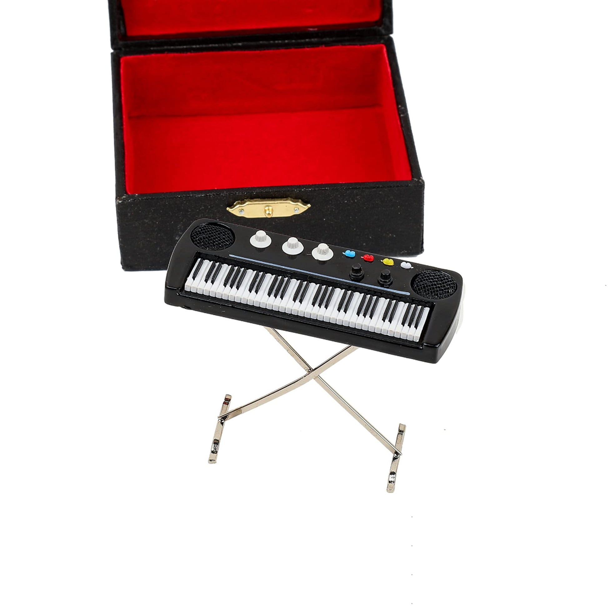 Dselvgvu Miniature Electronic Organ with Case Mini Musical Instrument Electric Keyboard Replica Collectible Figurines Dollhouse Accessories Model Home