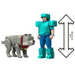 Mattel Minecraft 4-inch A Minecraft Movie Steve in Diamond Armor with Man's Best Wolf Dennis