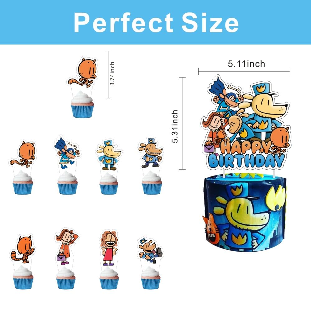 25pcs Dog Cartoon Man Cake Decorations with 1pcs Cake Topper, 24pcs Cupcake Toppers for The Dog Birthday Party Supplies